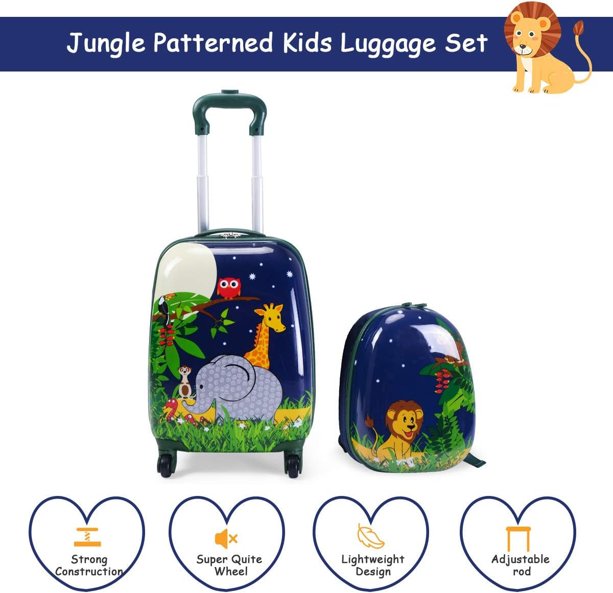 Kids Carry on Luggage Set, 12" & 16" 2PCS Rolling Suitcase