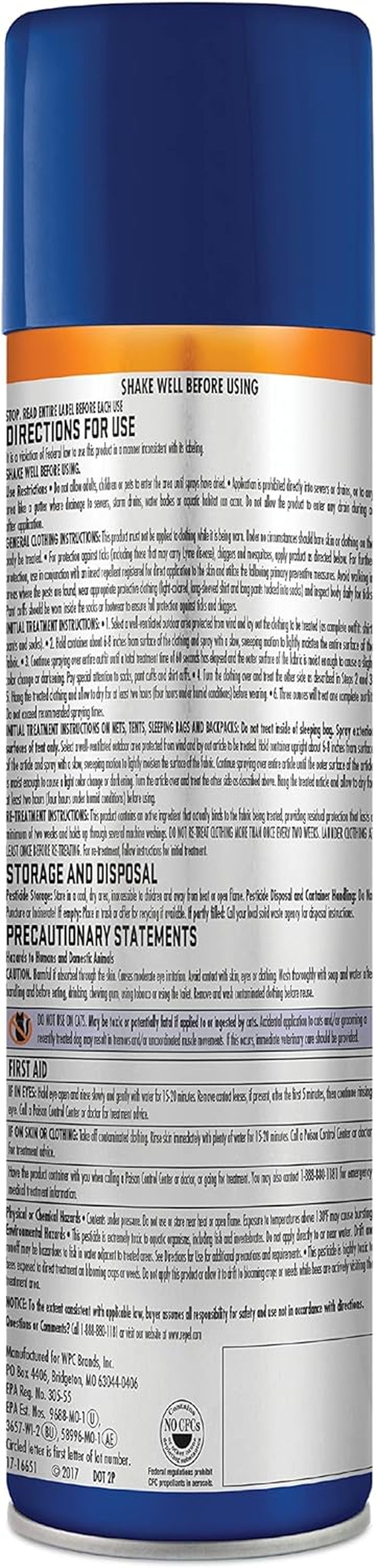 Permethrin Clothing & Gear Insect lent, Use on Outdoor Gear, Tents and Sleeping Bags, s Mosquitoes, Ticks, Mites, (Aerosol Spray), 6.5 Fl Oz (Pack of 6)