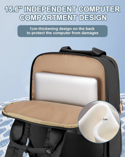 Travel Backpack for Women Men Airline Approved Carry on Bags for Airplanes Black Laptop Backpack Personal Item Backpack for Traveling on Airplane College Backpack with Laptop Compartment