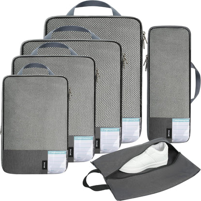 4 Set/6 Set Compression Packing Cubes for Travel, Compressible Packing Organizers Travel Accessories for Luggage Suitcase