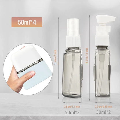 2 Sets 8 Pieces Travel Size Bottle TSA Approved, Leak Proof Refillable Spray Bottles for Toiletries, Travel Containers for Lotions and Creams (Blue & Pink)