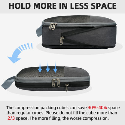 4 Set/6 Set Compression Packing Cubes for Travel, Compressible Packing Organizers Travel Accessories for Luggage Suitcase