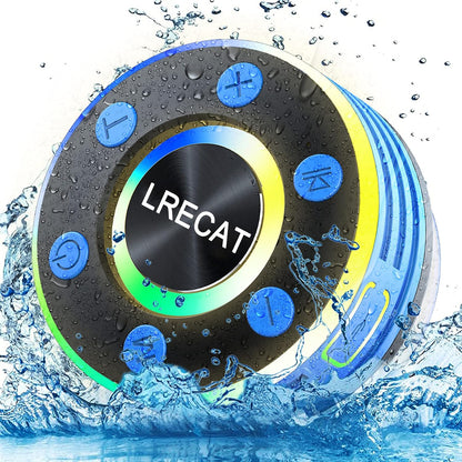 Bluetooth Shower Speakers, Portable Wireless Outdoor Speaker with HD Sound, Bluetooth Speaker with 8H Playtime, FM Radio, Handsfree LED Light Show with Suction Cup, IPX7 Waterproof for Travel/Party