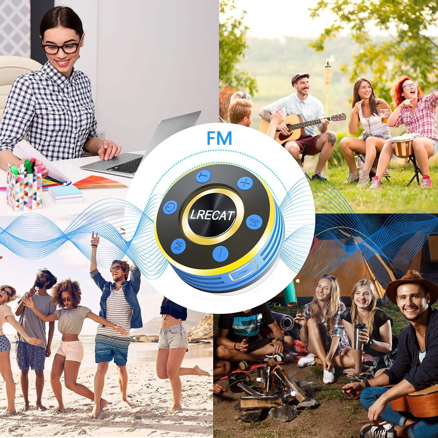 Bluetooth Shower Speakers, Portable Wireless Outdoor Speaker with HD Sound, Bluetooth Speaker with 8H Playtime, FM Radio, Handsfree LED Light Show with Suction Cup, IPX7 Waterproof for Travel/Party