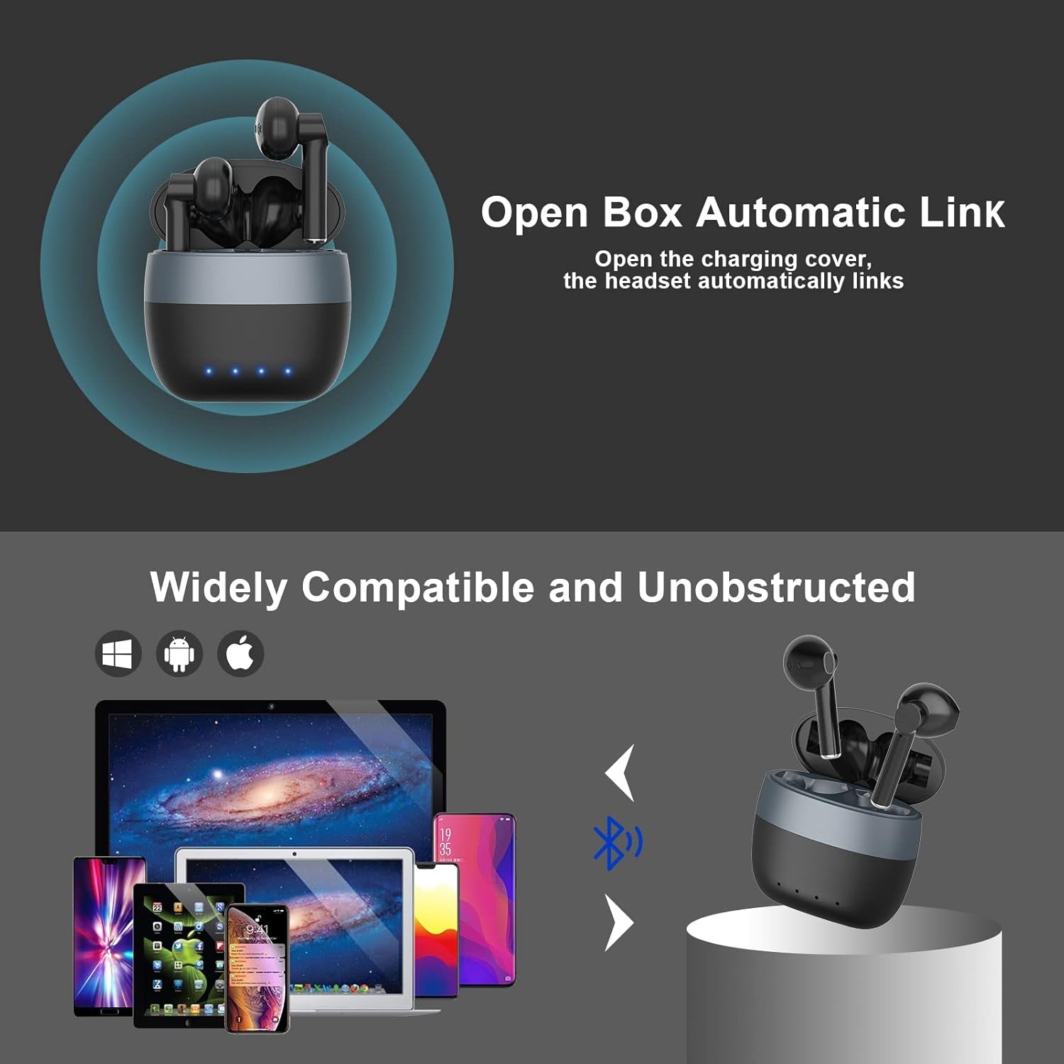 Wireless Earbuds, Bluetooth 5.2 ENC Noise Cancelling Deep Bass In-Ear Stereo Earphones, IPX6 Waterproof Headphones with Mic, USB-C Charging Case, Touch Control Ear Buds Headset for Iphone Android Ios