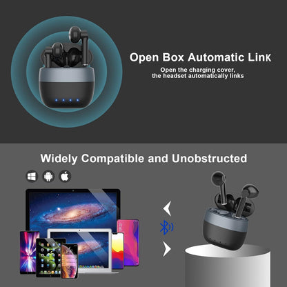 Wireless Earbuds, Bluetooth 5.2 ENC Noise Cancelling Deep Bass In-Ear Stereo Earphones, IPX6 Waterproof Headphones with Mic, USB-C Charging Case, Touch Control Ear Buds Headset for Iphone Android Ios