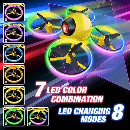 Mini Drone，Long Flight Time Small Flying Toys Drones of for Kids with LED Blinking Light One Key Take off Spin Flips RC Quadcopter Toys Drones for Beginners Boys and Girls, Yellow