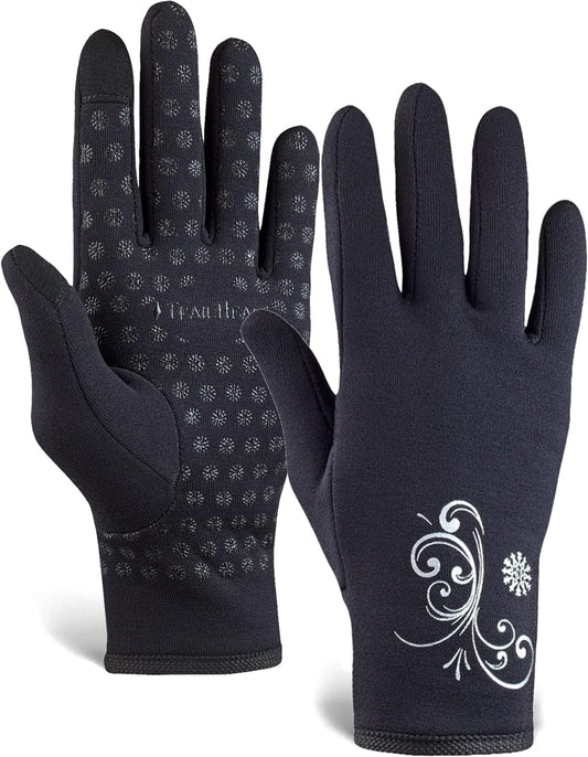 Power Stretch Running Gloves Women - Black/Pink Fast