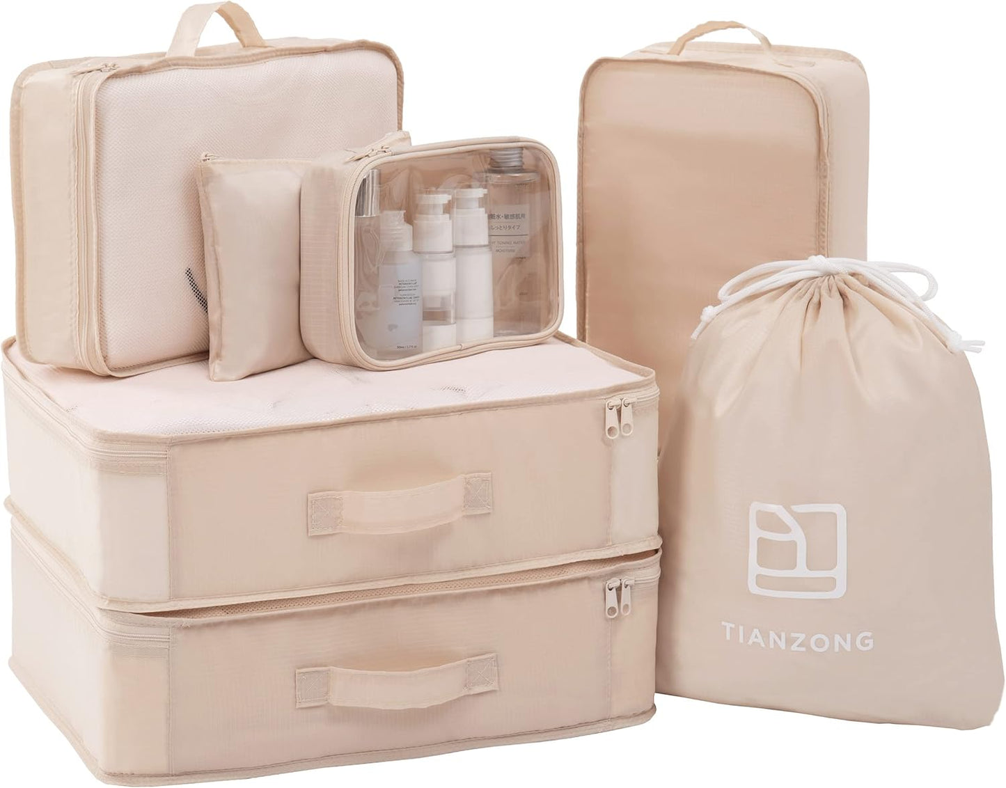 Ultimate 7-Piece Packing Cubes Set - Travel Organizers with Shoe Bag for Effortless Luggage Organization