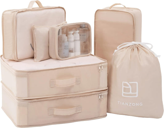 Ultimate 7-Piece Packing Cubes Set - Travel Organizers with Shoe Bag for Effortless Luggage Organization