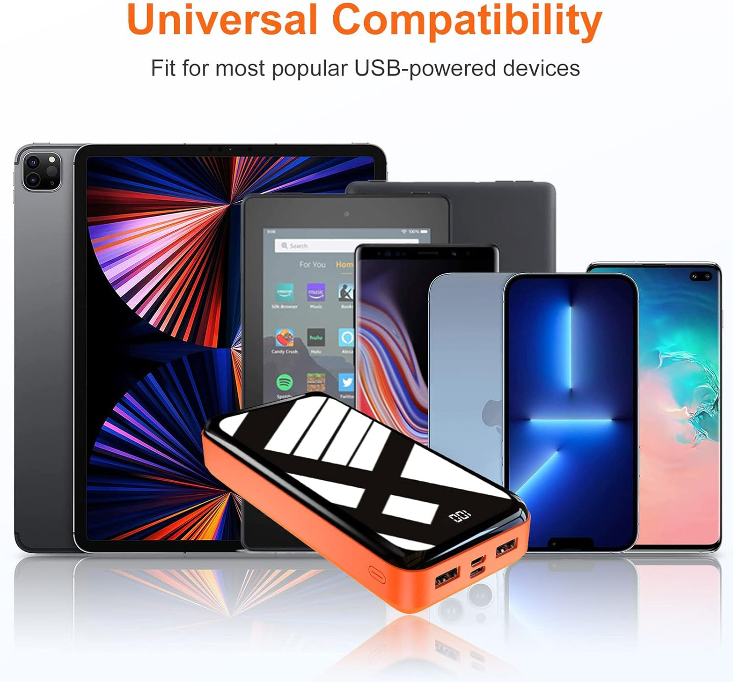 Portable Charger Power Bank 30000Mah High Capacity External Battery with Full LCD Digital Display,Smaller Size Backup Battery Pack Compatible with Smart Phone, Android Phone, Tablet and More