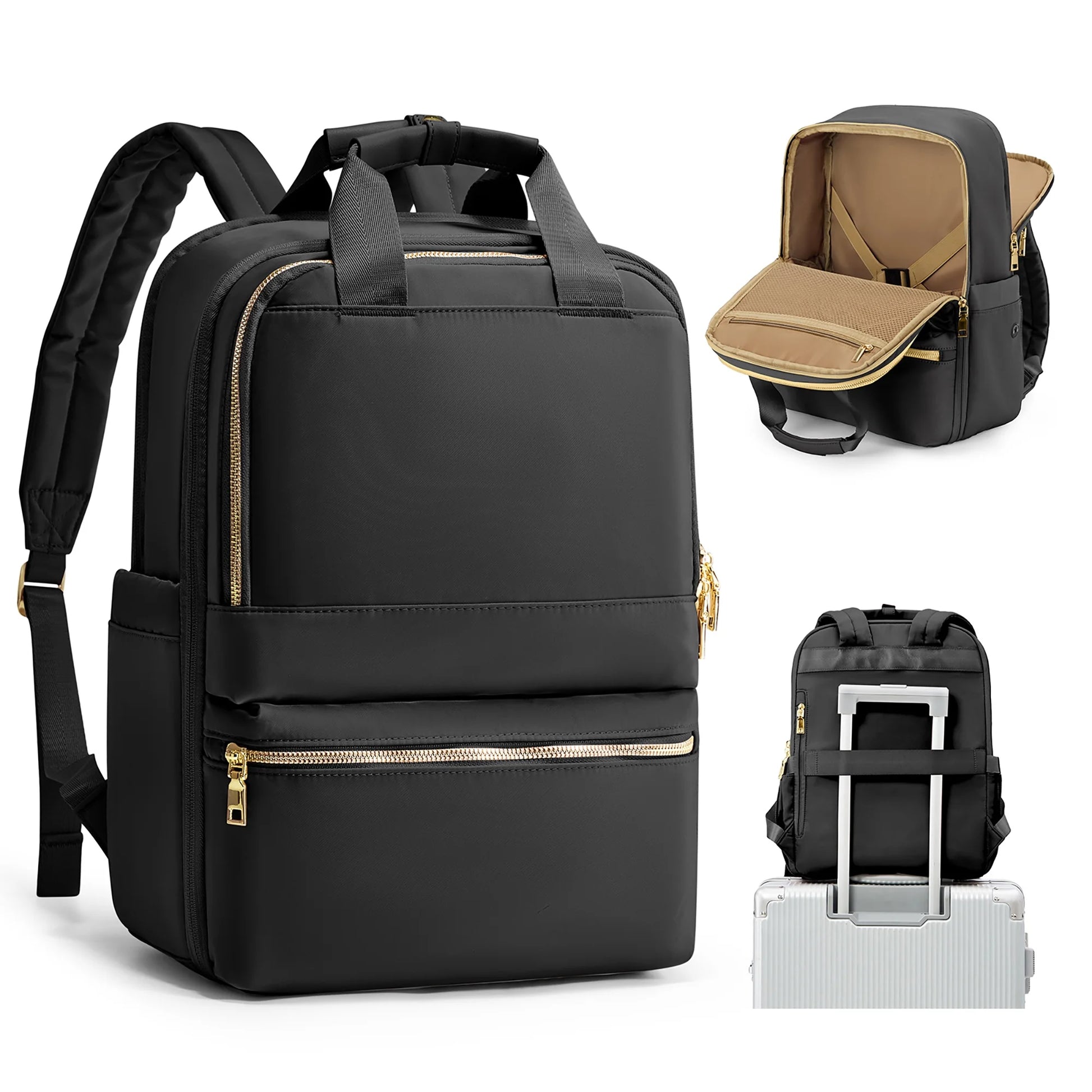 Travel Backpack for Women Men Airline Approved Carry on Bags for Airplanes Black Laptop Backpack Personal Item Backpack for Traveling on Airplane College Backpack with Laptop Compartment