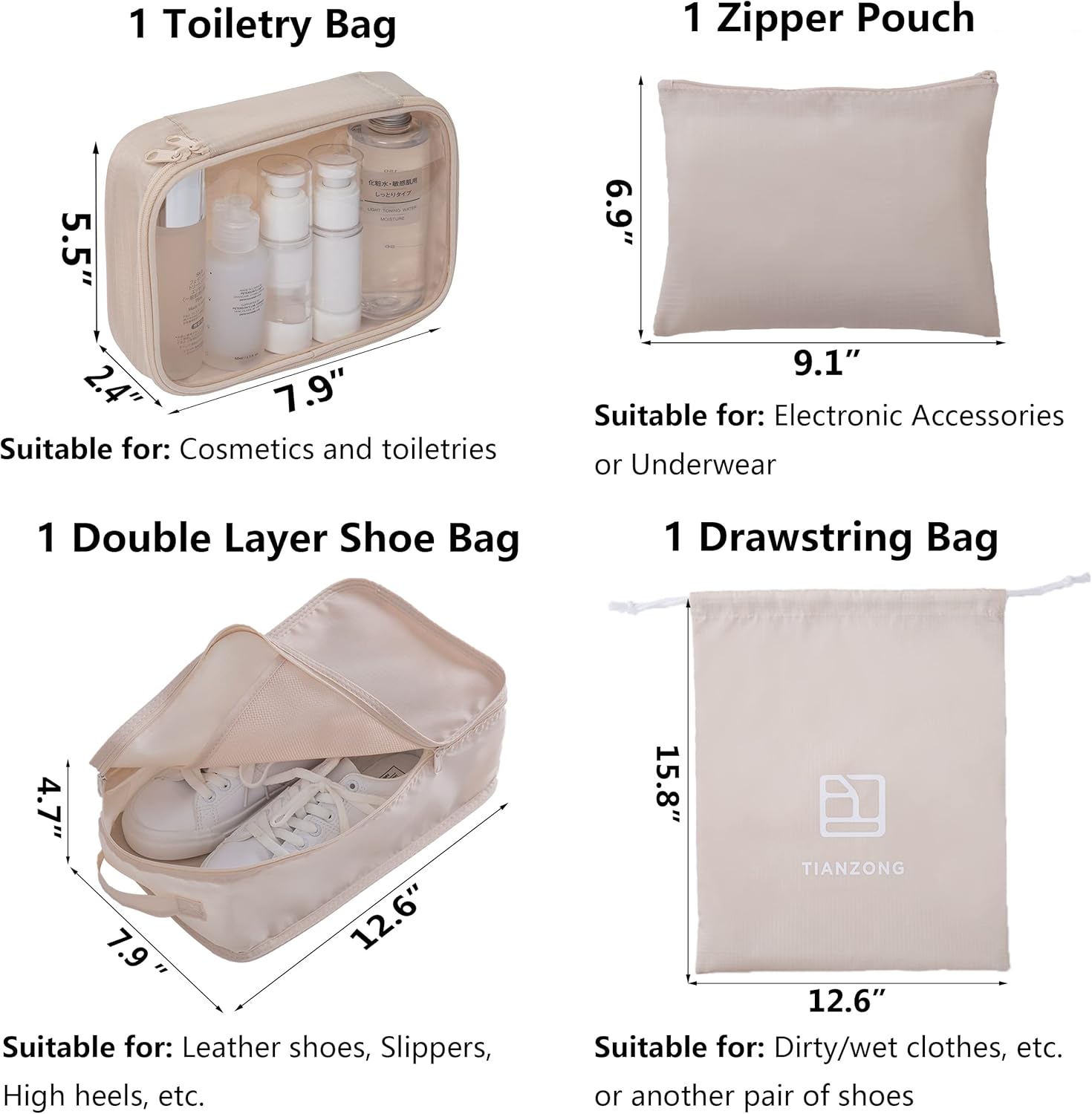 Ultimate 7-Piece Packing Cubes Set - Travel Organizers with Shoe Bag for Effortless Luggage Organization