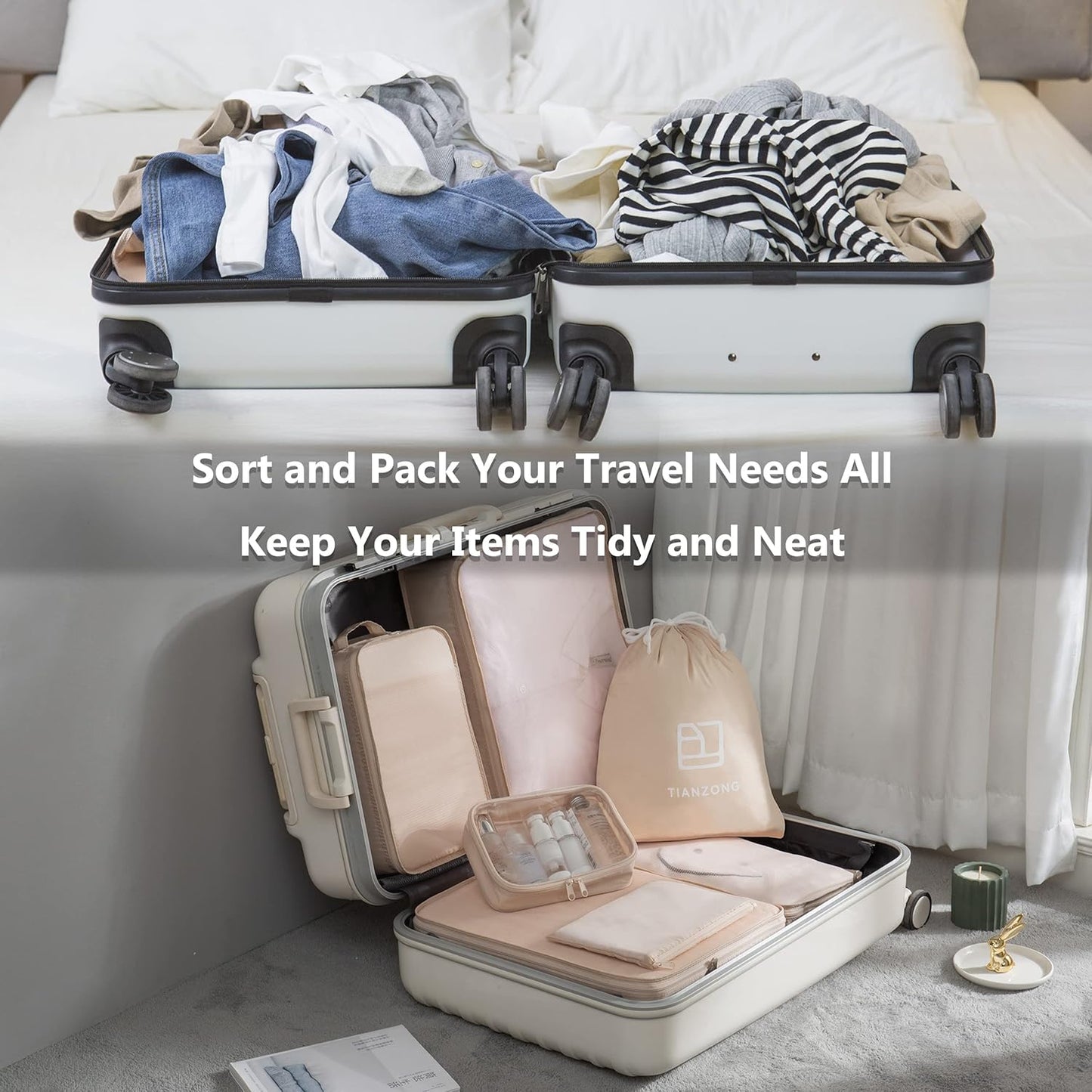 Ultimate 7-Piece Packing Cubes Set - Travel Organizers with Shoe Bag for Effortless Luggage Organization