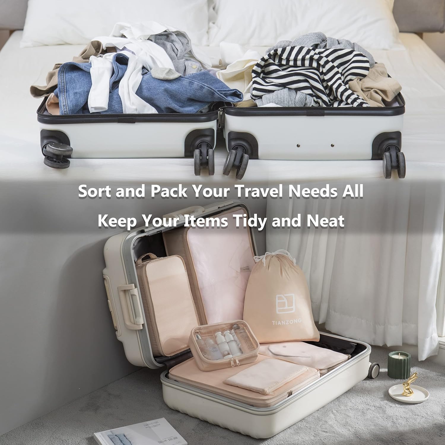 Ultimate 7-Piece Packing Cubes Set - Travel Organizers with Shoe Bag for Effortless Luggage Organization