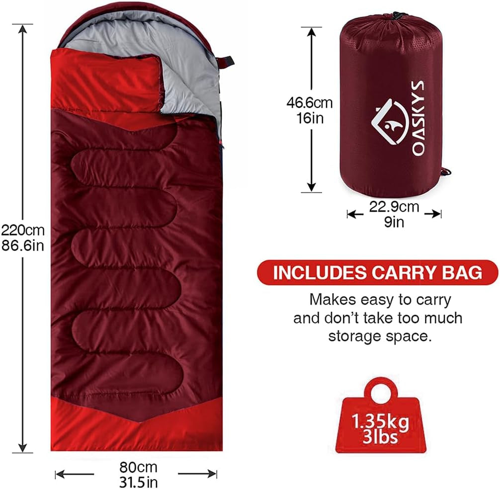 Camping Sleeping Bag - 3 Season Warm & Cool Weather - Summer Spring Fall Lightweight Waterproof for Adults Kids - Camping Gear Equipment, Traveling, and Outdoors