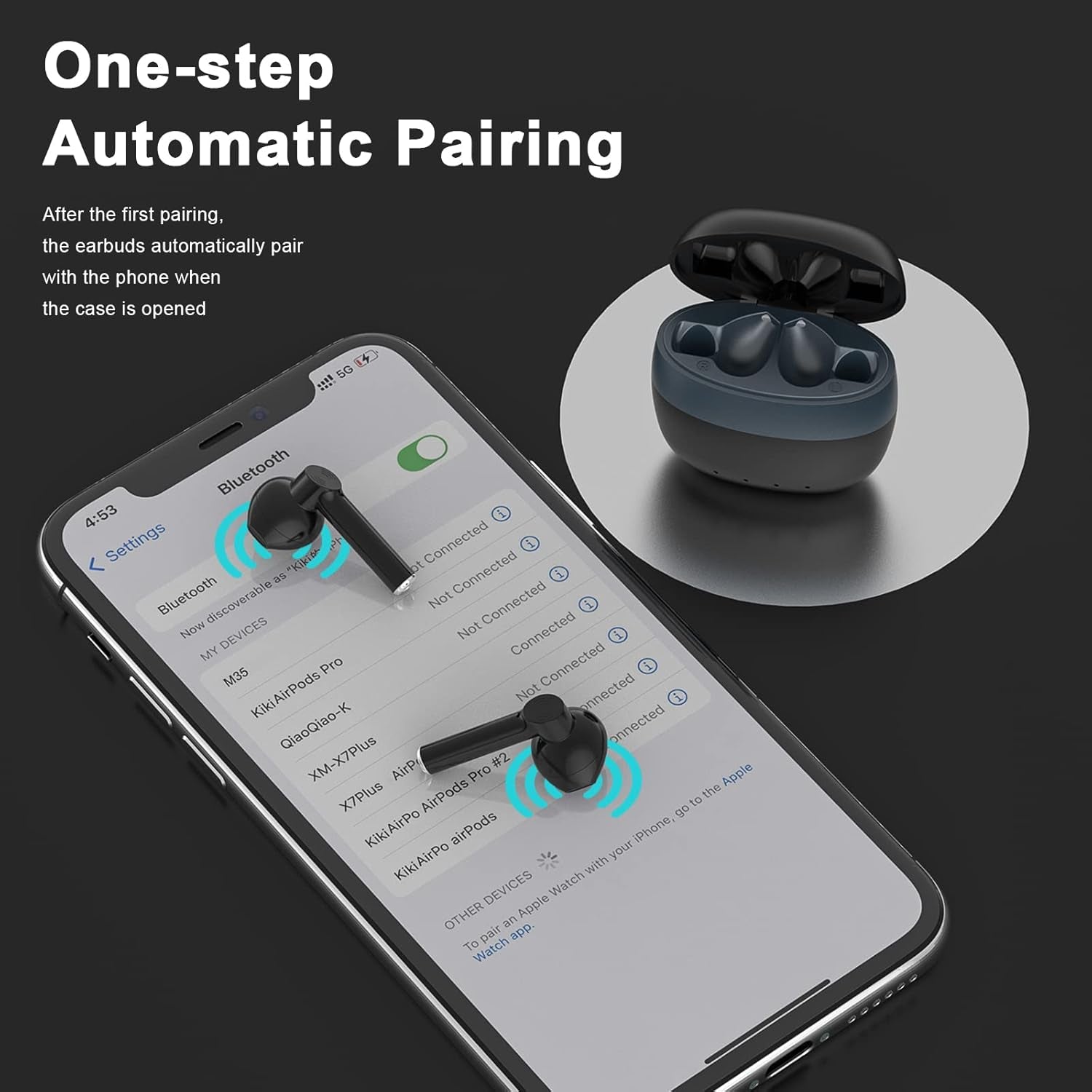 Wireless Earbuds, Bluetooth 5.2 ENC Noise Cancelling Deep Bass In-Ear Stereo Earphones, IPX6 Waterproof Headphones with Mic, USB-C Charging Case, Touch Control Ear Buds Headset for Iphone Android Ios