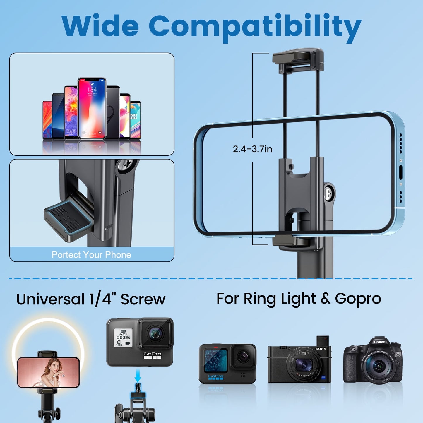 Ultimate 67" Selfie Stick Tripod with 360° Rotation, Anti-Shake Feature, Remote & Fill Light - Perfect for iPhone/Android!