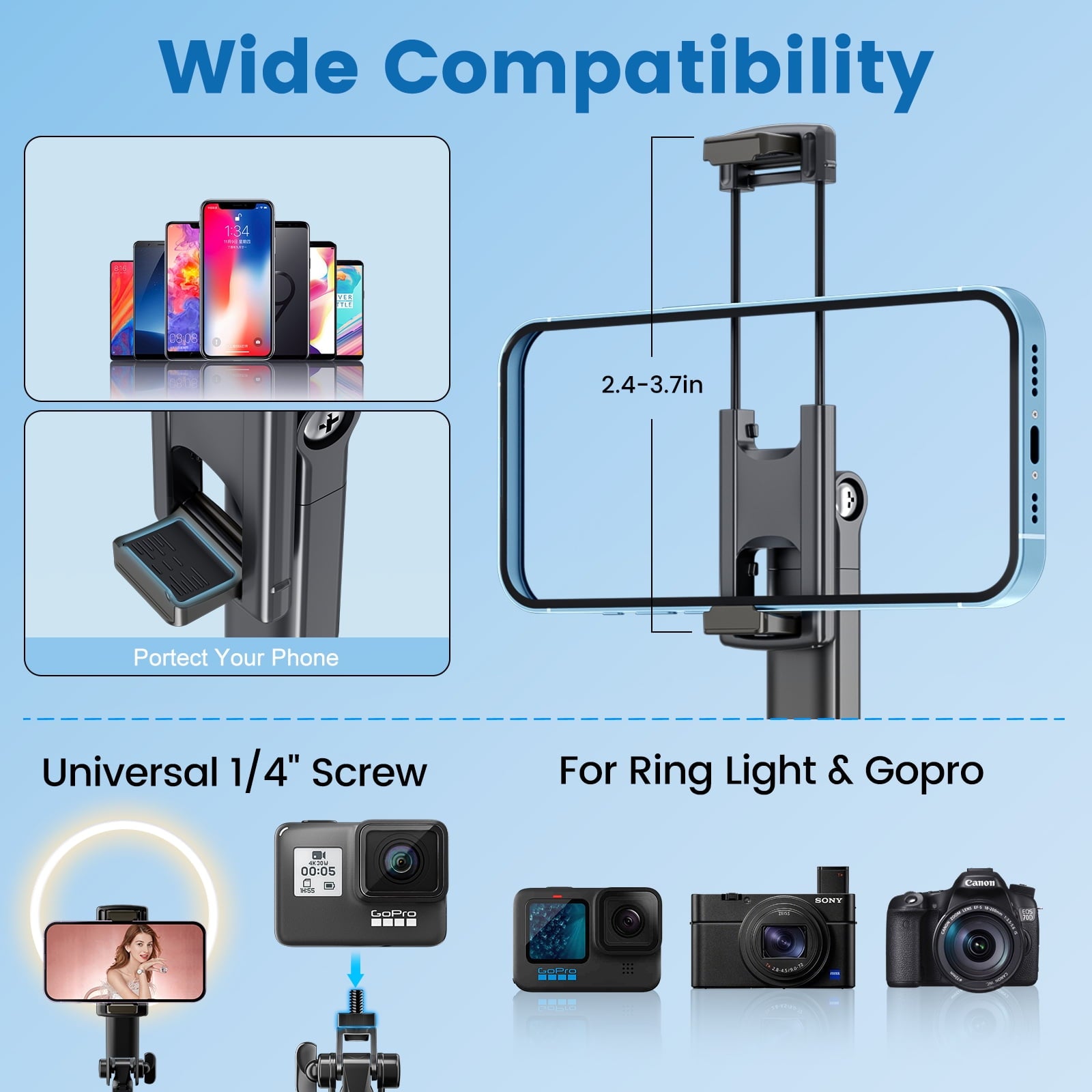 Ultimate 67" Selfie Stick Tripod with 360° Rotation, Anti-Shake Feature, Remote & Fill Light - Perfect for iPhone/Android!