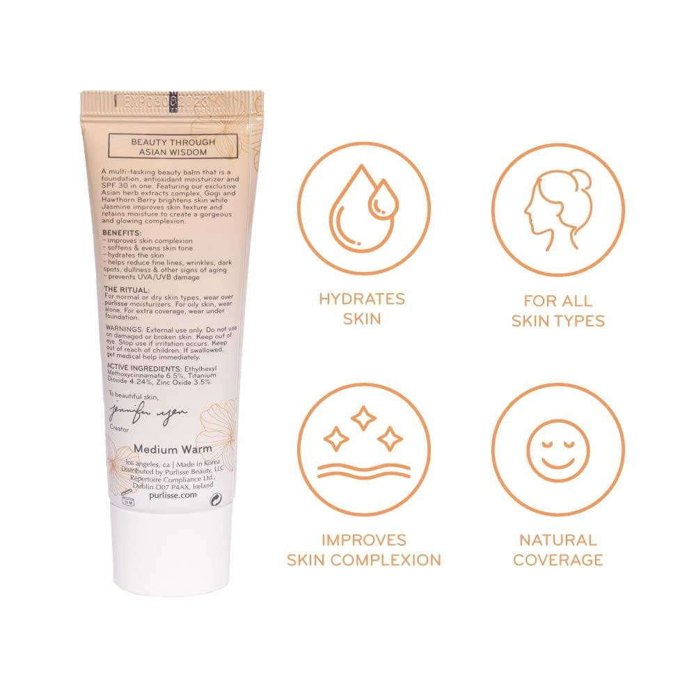 Perfect Glow BB Cream SPF 30: Clean & Cruelty-Free, Medium Flawless Coverage, Hydrates with Jasmine | Deep 1.4Oz