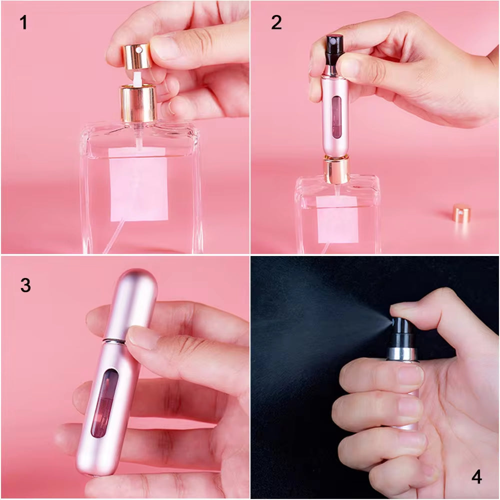 Travel-Friendly Mini Aluminum Perfume Atomizer - Refillable 8/5Ml Spray Bottle for Cosmetics and Fragrances