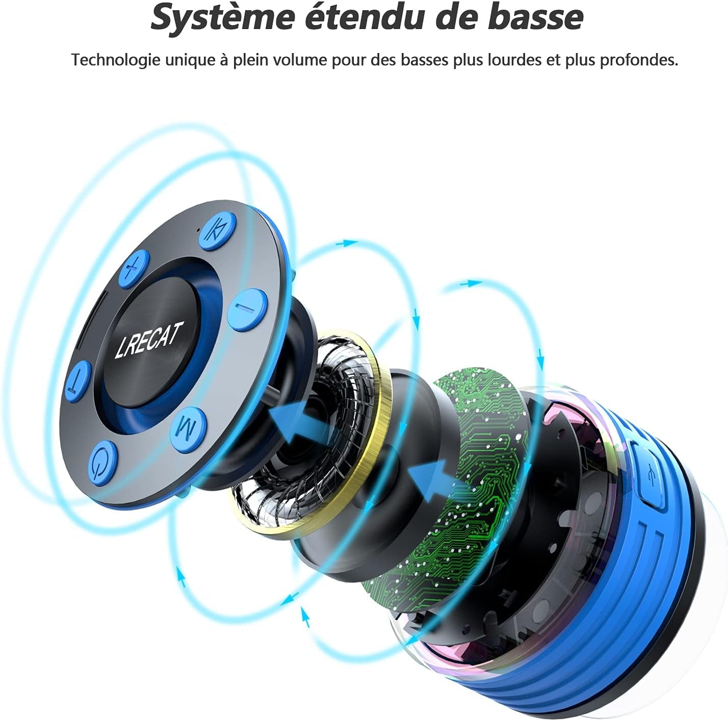Bluetooth Shower Speakers, Portable Wireless Outdoor Speaker with HD Sound, Bluetooth Speaker with 8H Playtime, FM Radio, Handsfree LED Light Show with Suction Cup, IPX7 Waterproof for Travel/Party