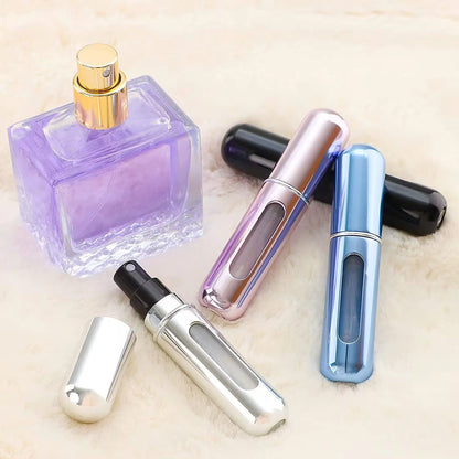 Travel-Friendly Mini Aluminum Perfume Atomizer - Refillable 8/5Ml Spray Bottle for Cosmetics and Fragrances