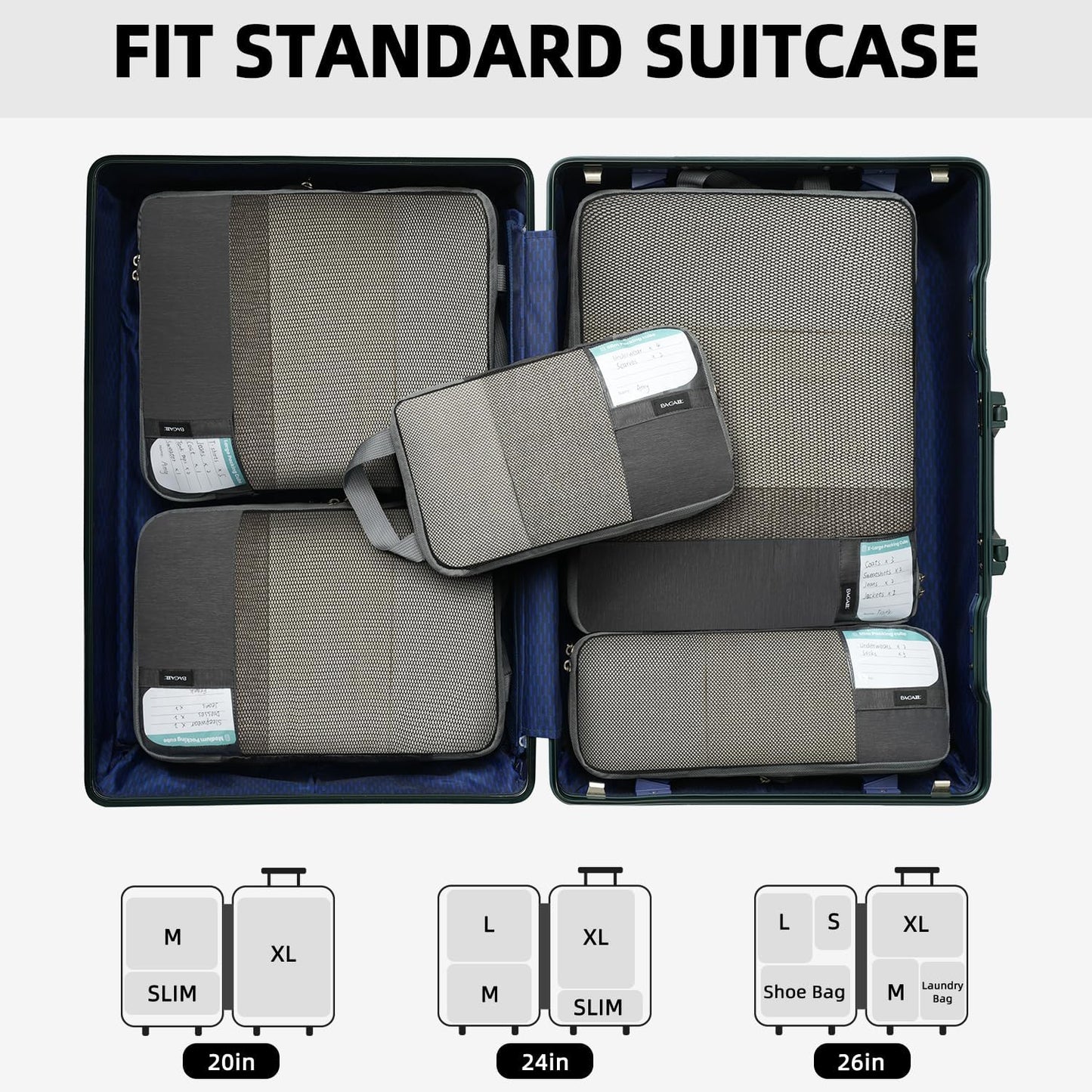 4 Set/6 Set Compression Packing Cubes for Travel, Compressible Packing Organizers Travel Accessories for Luggage Suitcase
