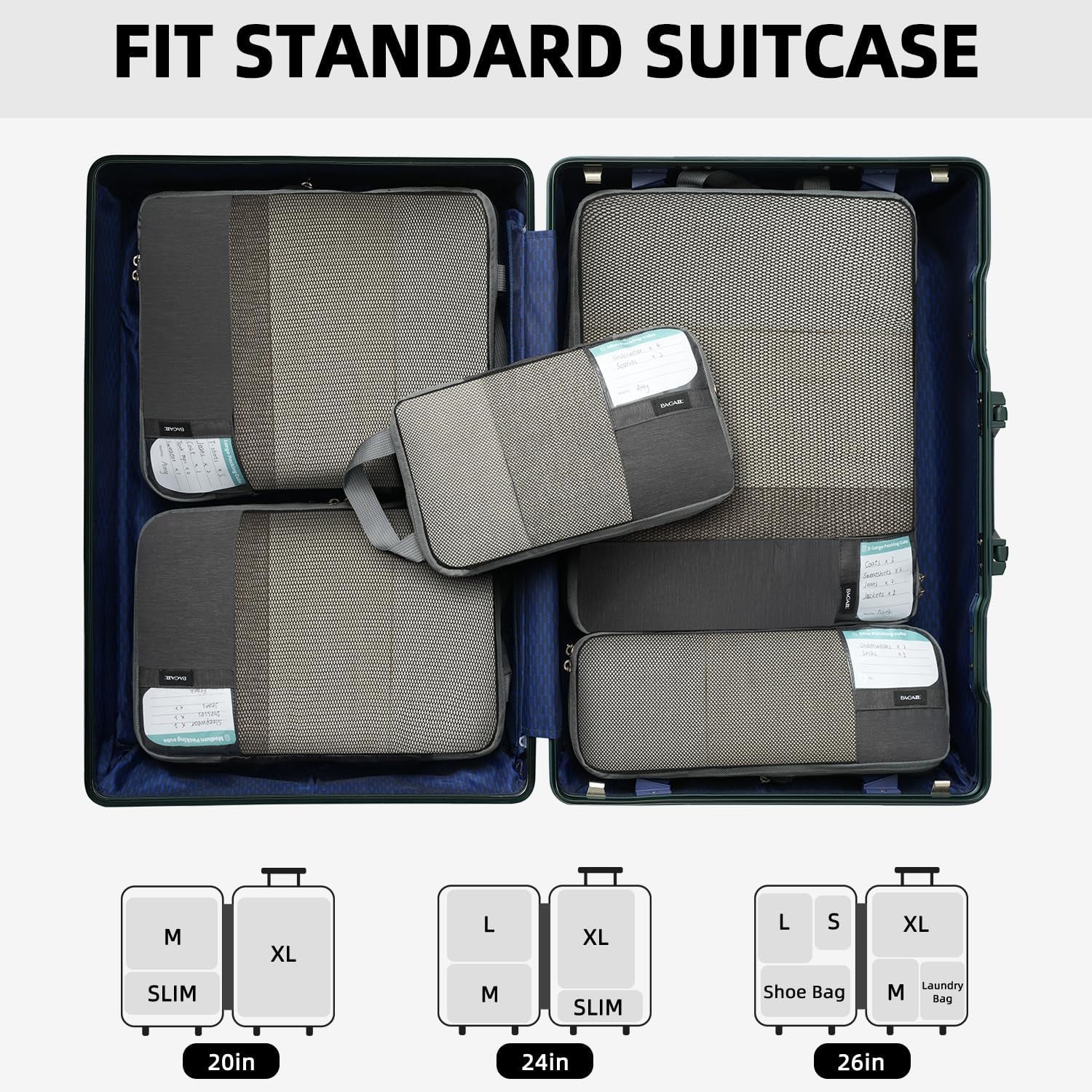 4 Set/6 Set Compression Packing Cubes for Travel, Compressible Packing Organizers Travel Accessories for Luggage Suitcase