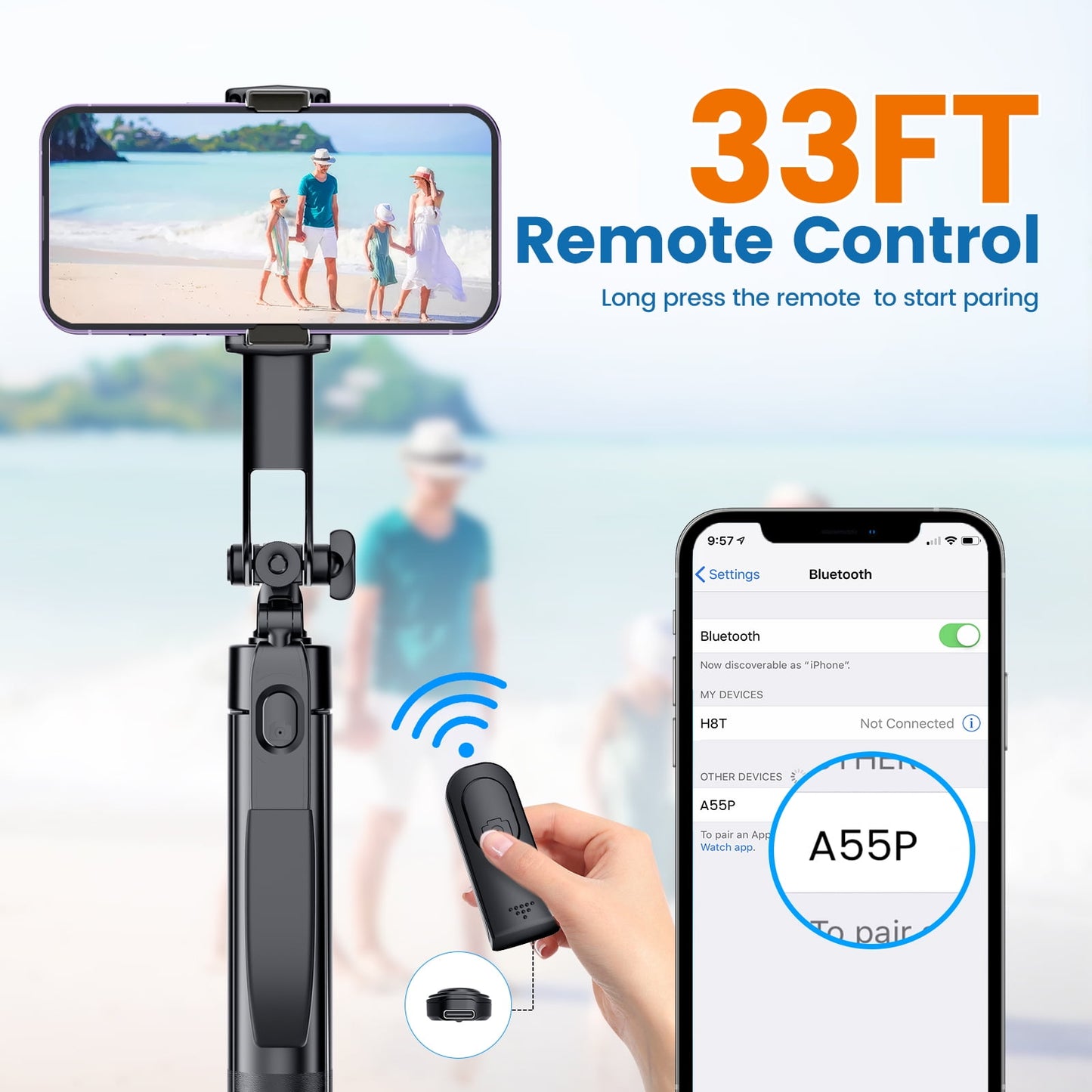 Ultimate 67" Selfie Stick Tripod with 360° Rotation, Anti-Shake Feature, Remote & Fill Light - Perfect for iPhone/Android!