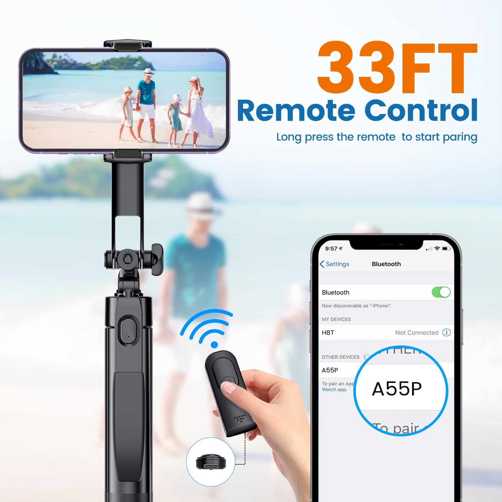 Ultimate 67" Selfie Stick Tripod with 360° Rotation, Anti-Shake Feature, Remote & Fill Light - Perfect for iPhone/Android!