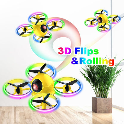 Mini Drone，Long Flight Time Small Flying Toys Drones of for Kids with LED Blinking Light One Key Take off Spin Flips RC Quadcopter Toys Drones for Beginners Boys and Girls, Yellow