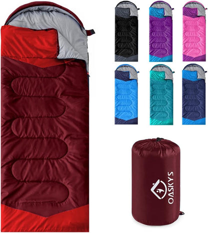 Camping Sleeping Bag - 3 Season Warm & Cool Weather - Summer Spring Fall Lightweight Waterproof for Adults Kids - Camping Gear Equipment, Traveling, and Outdoors