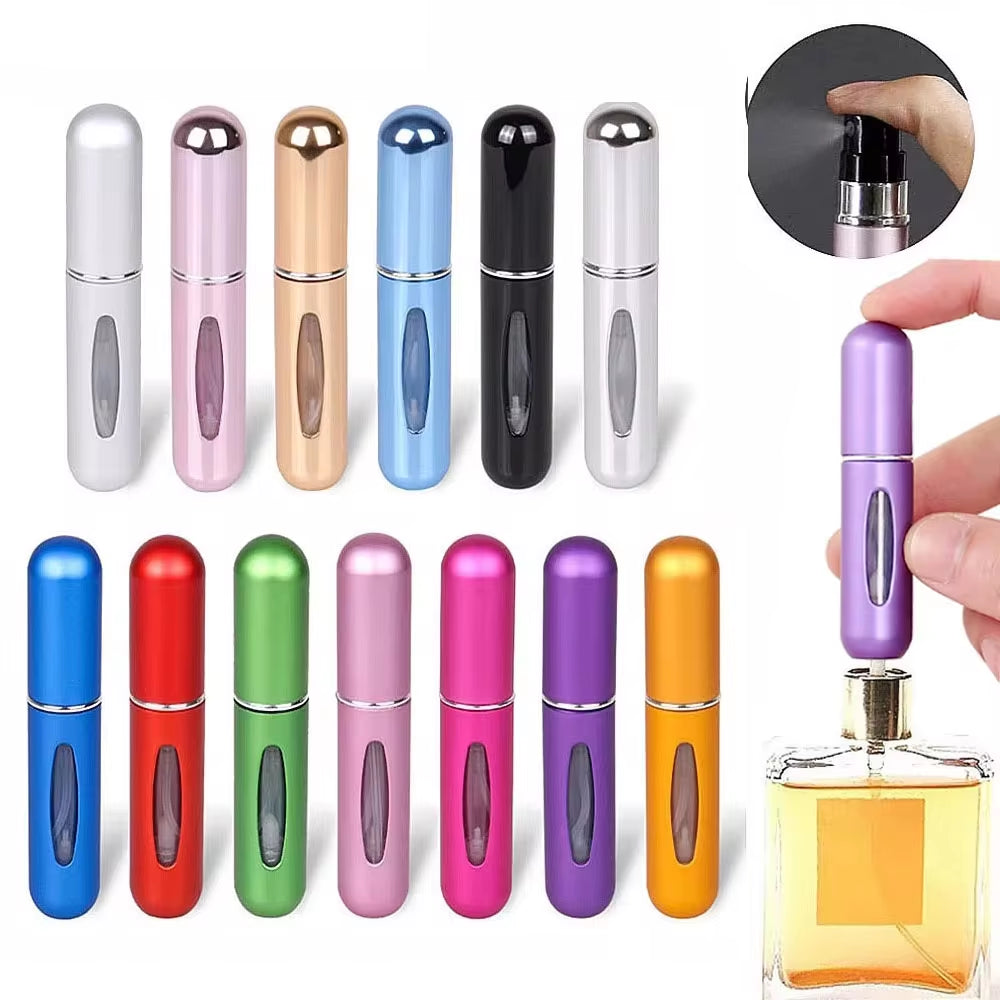Travel-Friendly Mini Aluminum Perfume Atomizer - Refillable 8/5Ml Spray Bottle for Cosmetics and Fragrances